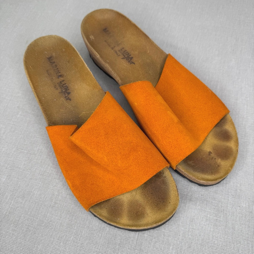 Marina‎ Luna Orange Suede Slide Sandals 9.5 Women's